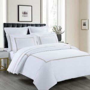 Hotel Suite Gold Embroidered Duvet Set Size Queen